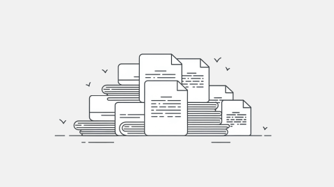 Minimalist illustration of a stack of documents, symbolising ignored attachments in traditional public and private tender search engines