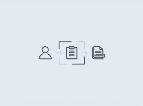 An illustration of a process diagram with three icons: a user, profile settings, and tender results, connected by arrows